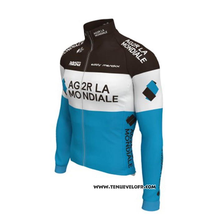 2019 Maillot Ciclismo Ag2r La Mondiale Noir Blanc Bleu Manches Longues et Cuissard